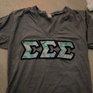 Tri sigma stitch letter v-neck tee